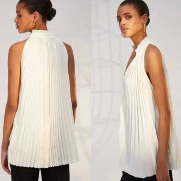 Aritzia Babaton 1-01 Navy Pleated Guell Blouse Navy Blue Pleated Camisole - Picture 9 of 9